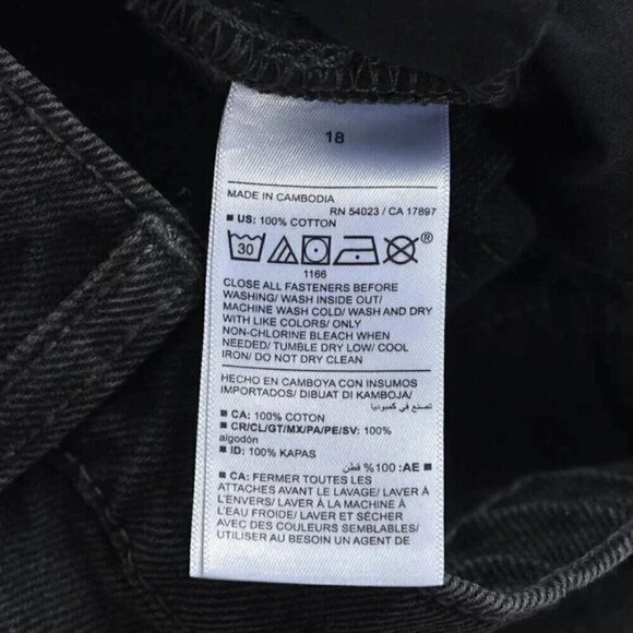 NWT Old Navy Baggy Wide Leg High Rise Black Jeans Kids Size 18 - Picture 8 of 12